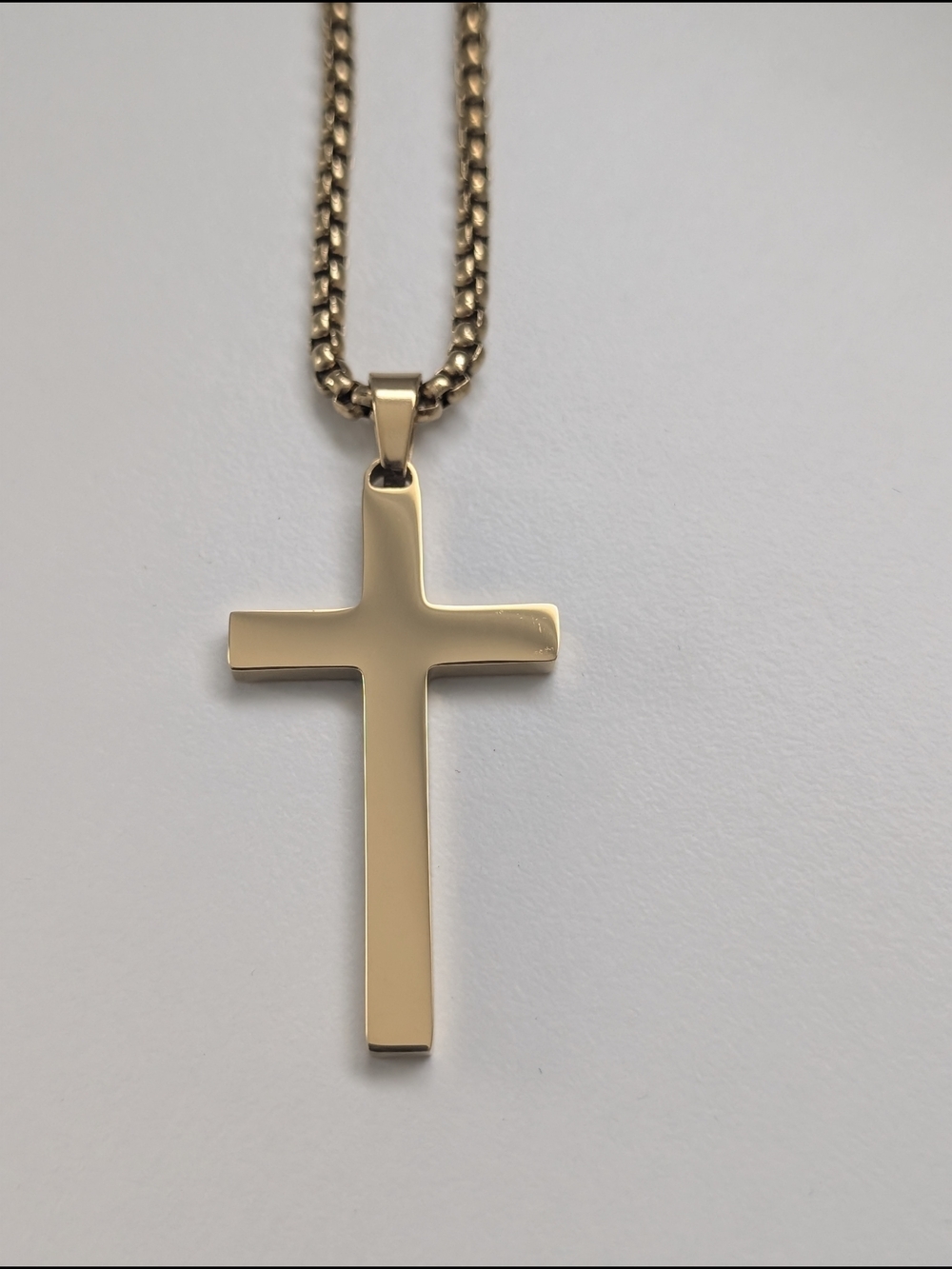 Gold Cross Pendant Necklace for Men - Classic Polished Finish
